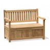 York Teak Garden Storage Bench with Arms - 1.2m