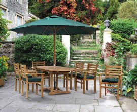 Oxburgh Bijou 6 Seater Single Leaf Extending Table 1.2-1.8m with Sussex Stacking Armchairs