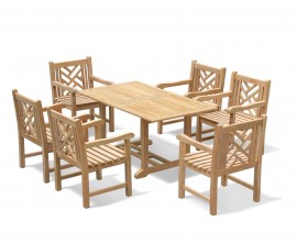 Winchester 6 Seater Teak 1.5m Rectangular Table with Chartwell Armchairs