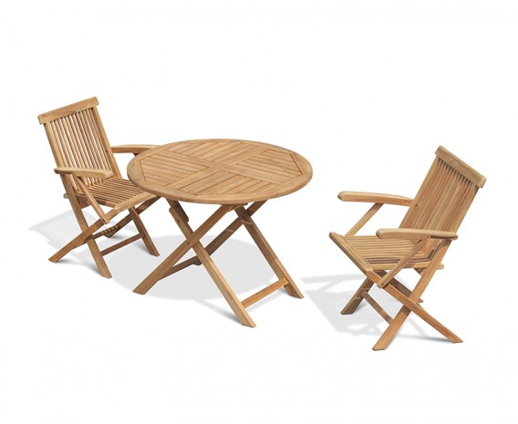 Chester 2 Seater Folding Round Dining Set with Low Back Armchairs