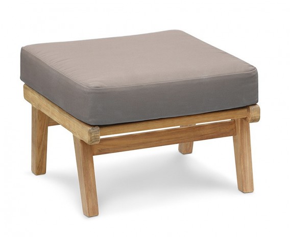 Belmont Mid-Century Ottoman, Teak Garden Footstool