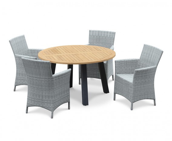 Diskus 4 Seater Teak & Metal 1.3m Dining Set with Verona Armchairs