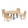 Diskus Teak and Steel Garden Table & 4 Stacking Chairs