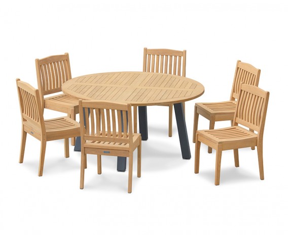 Diskus 6 Seater Teak & Metal 1.5m Dining Set with Winchester Chairs