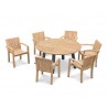 Diskus Garden Dining Table with 6 Teak Stacking Chairs