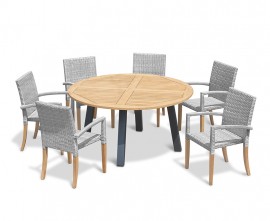 Diskus 6 Seater Teak & Metal 1.5m Dining Set with St. Moritz Armchairs