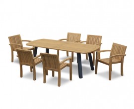 Diskus 6 Seater Teak & Metal 2.2m Dining Set with Antibes Armchairs