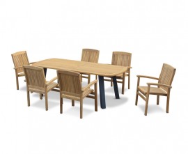 Diskus 6 Seater Teak & Metal 2.2m Dining Set with Cannes Armchairs