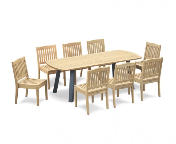 Diskus 8 Seater Teak & Metal 2.2m Dining Set with Winchester Chairs