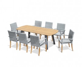 Diskus 8 Seater Teak & Metal 2.2m Dining Set with St. Moritz Armchairs