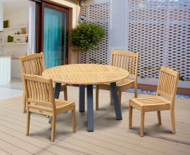 Diskus 4 Seater Teak & Metal 1.3m Dining Set with Winchester Chairs