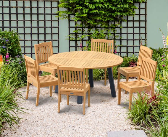 Diskus 6 Seater Teak & Metal 1.5m Dining Set with Winchester Chairs
