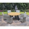 Diskus 6 Seater Teak & Metal 1.5m Dining Set with Verona Armchairs