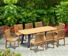 Diskus 8 Seater Teak & Metal 2.2m Dining Set with Winchester Chairs