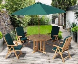 Berwick 1.2m Octagonal Gateleg Table and 4 Cannes Reclining Chairs Set