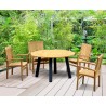 Diskus 4 Seater Teak & Metal 1.3m Dining Set with Cannes Armchairs
