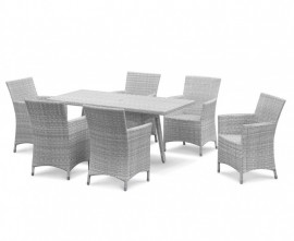 Verona Rattan Garden Dining Set - Grey Marble