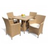 Riviera Rattan Patio Dining Set with Square 0.8m Table & 4 Armchairs