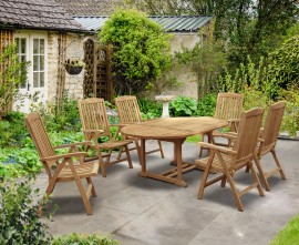 Oxburgh 6 Seater Single Leaf Extending Table with Tewkesbury Recliners