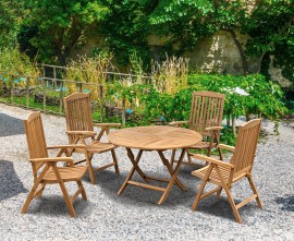 Lymington Round 1.2m Folding Dining Set with 4 Tewkesbury Recliners