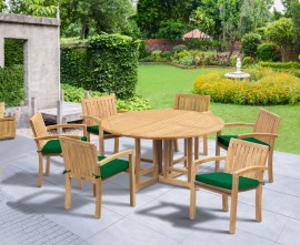 Berwick 1.5m Round Table and 6 Antibes Stacking Armchairs Set