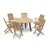 Diskus 6 Seater Teak & Metal 1.3m Dining Set & Bali Folding Armchairs