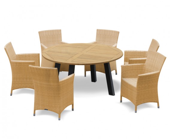 Diskus 6 Seater Teak & Metal 1.5m Dining Set with Verona Armchairs