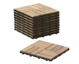 Interlocking Wooden Patio Tiles - Mosaic Square Basket Pattern