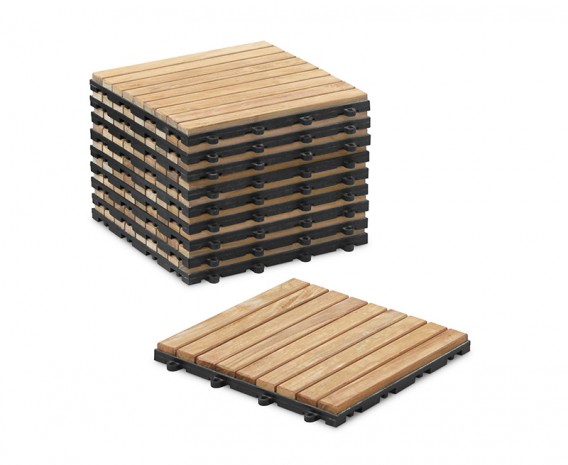 Teak Interlocking Deck Tiles - Classic Parquet