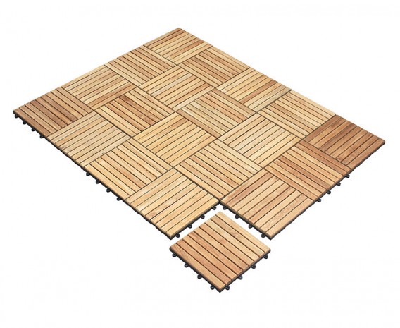 Teak Interlocking Deck Tiles - Classic Parquet