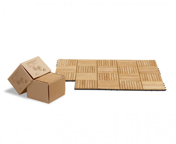 Teak Interlocking Deck Tiles - Classic Parquet