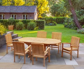 Cannes 6 Seater Teak Extending Garden Dining Set