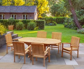 Oxburgh 6 Seater Teak Extending Garden Dining Set