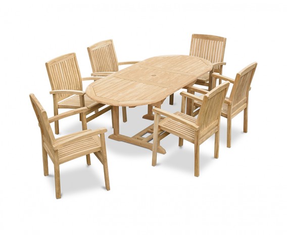 Cannes 6 Seater Teak Extending Garden Dining Set