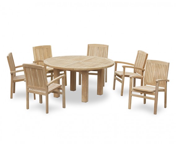 Orion 6 Seater Round 1.5m Garden Table with Cannes Stacking Armchairs