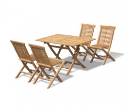 Chester 4 Seater Teak Folding Garden Dining Set with Low Back Chairs