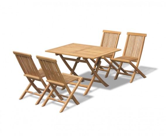 Chester 4 Seater Teak Folding Garden Dining Set with Low Back Chairs