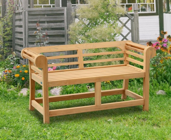 Teak Low Back Lutyens-Style Outdoor Bench - 1.35m