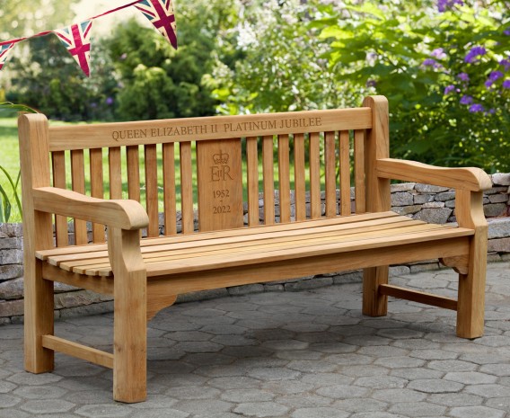 Gladstone Teak Queen's Platinum Jubilee Commemorative Bench - 1.8m