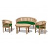 Wimbledon Teak Coffee Table Set with Banana Bench and Armchairs