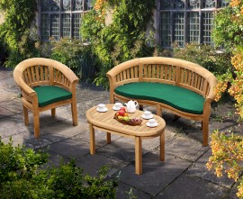 Apollo Banana Deluxe Teak Conversation Set with Bench & Armchair