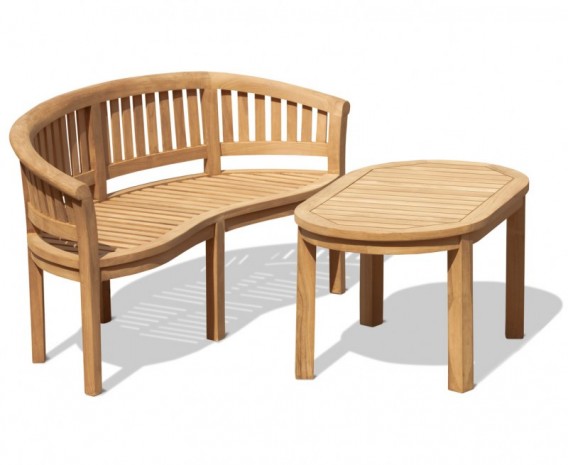 Wimbledon Teak Banana Bench and Coffee Table Set