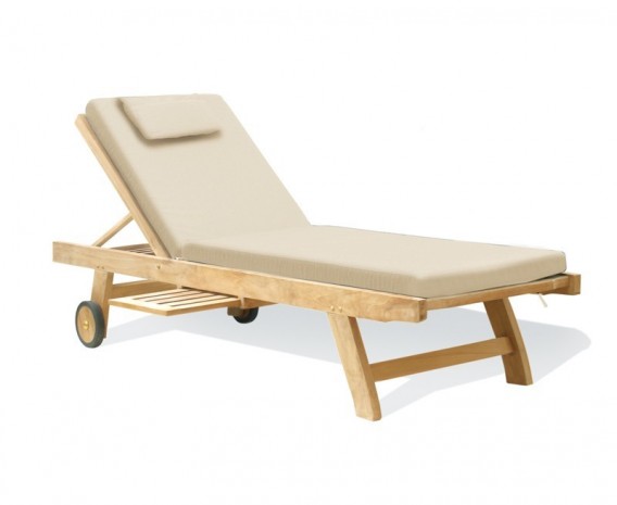 Teak Reclining Sun Lounger with Cushion