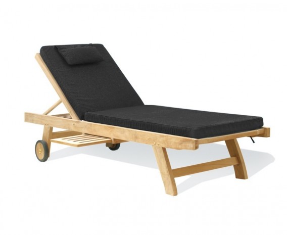 Teak Reclining Sun Lounger with Cushion