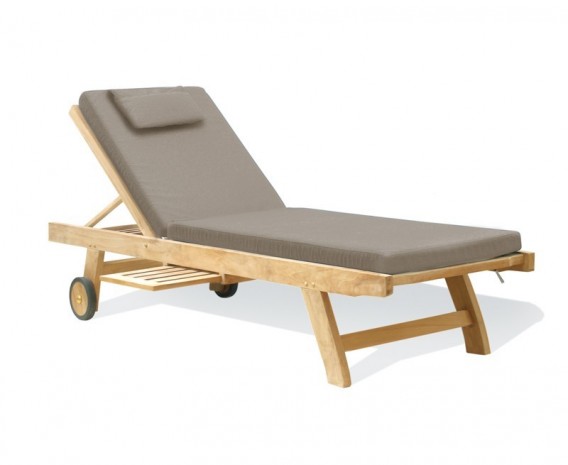 Teak Reclining Sun Lounger with Cushion