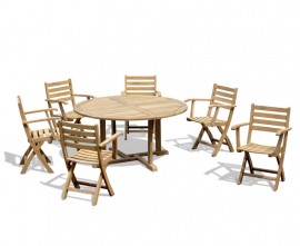 Sissinghurst 150cm Round Table with 6 Lymington Armchairs Teak Dining Set