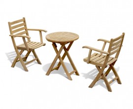 Lymington 2 Seater Folding Teak Dining Set - 0.6m