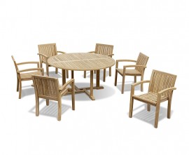 Sissinghurst Table 1.5m with 6 Antibes Stacking Chairs
