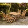 Chester 4 Seater Teak Folding Garden Dining Set and Low Back Armchairs