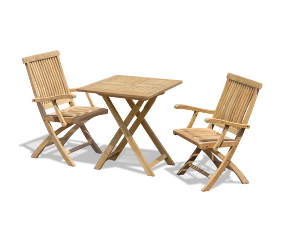 Lymington 2 Seater Square Folding Table with Oxburgh Armchairs